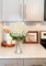 Artificial Hydrangea Flowers in Glass Vase with Faux Water, 13.8" Fake Cream Hydrangeas Arrangement Centerpiece for Home Café Kitchen Bathroom Decoration